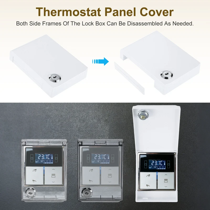 Thermostat Lock Box with Keys Central AC Thermostat Panel Cover, White