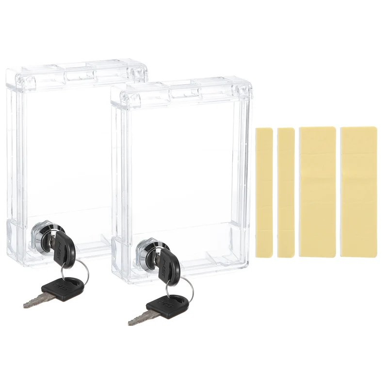 2Pcs Thermostat Lock Box with Keys Central AC Thermostat Panel Cover, Clear