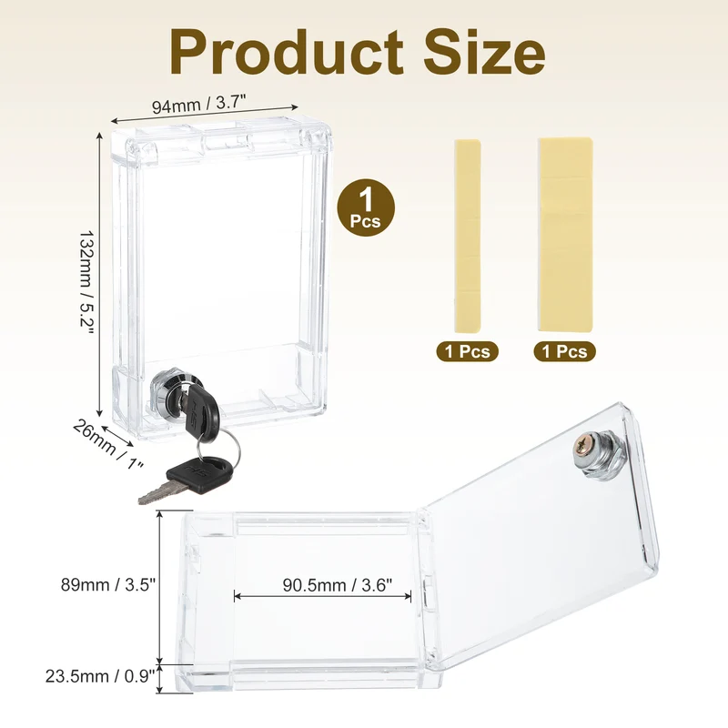Thermostat Lock Box with Keys Central AC Thermostat Panel Cover, Clear