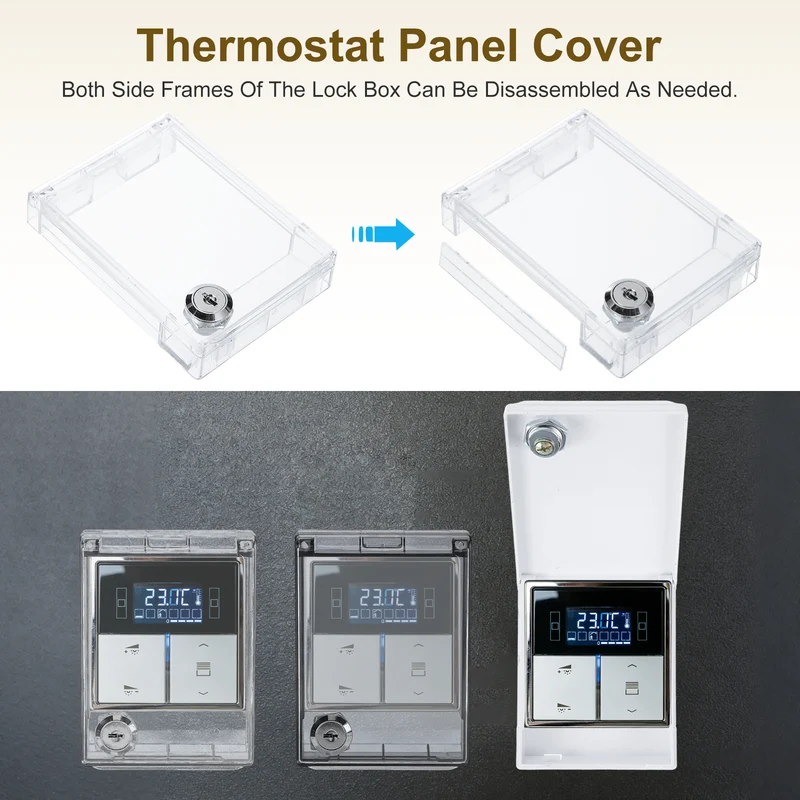 Thermostat Lock Box with Keys Central AC Thermostat Panel Cover, Clear