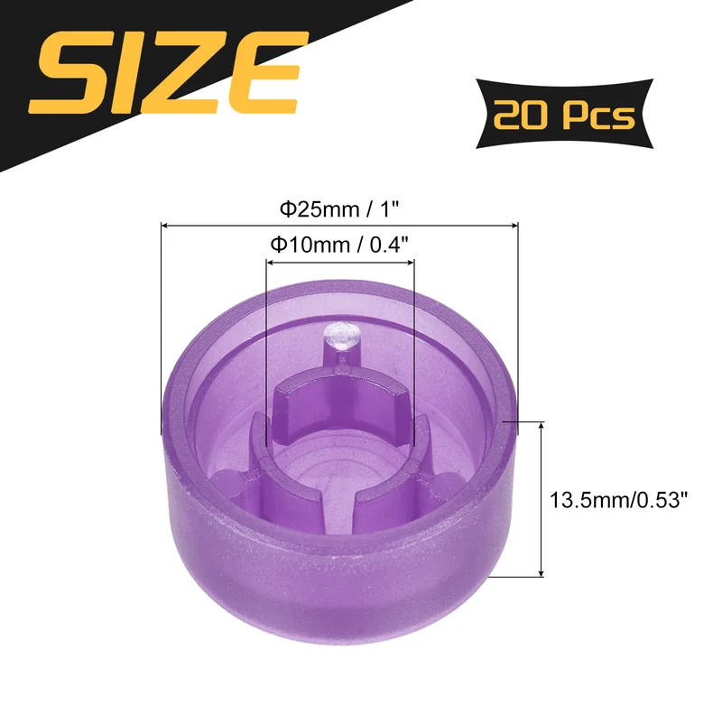20 Pcs Footswitch Toppers Guitar Pedal Button Caps, Bright Purple