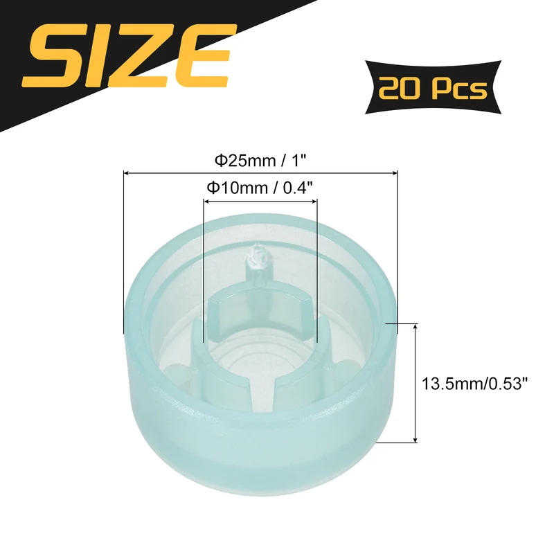 20 Pcs Footswitch Toppers Guitar Pedal Button Caps, Bright Light Blue