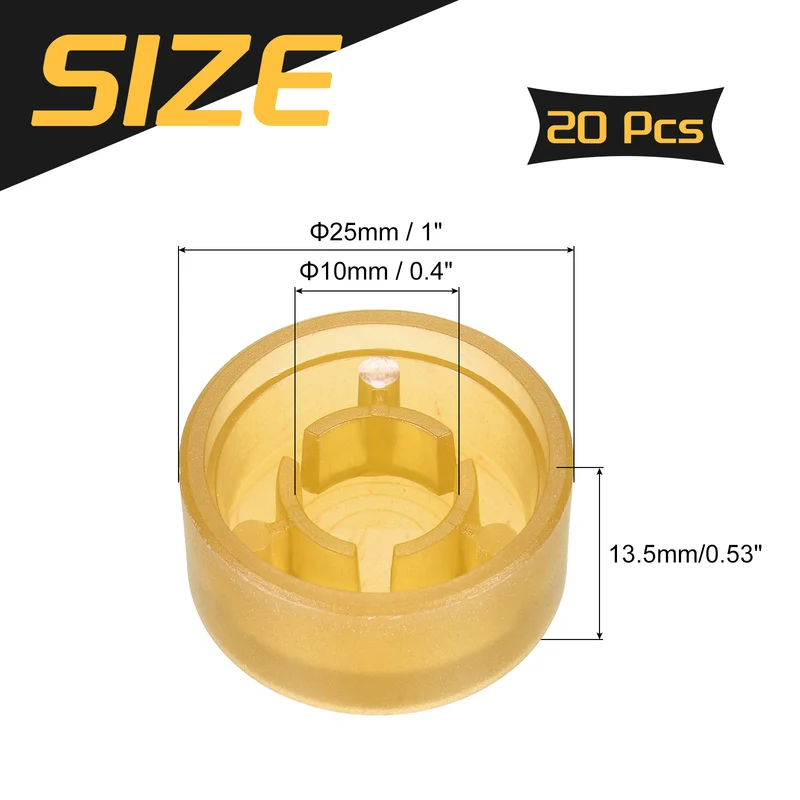 20 Pcs Footswitch Toppers Guitar Pedal Button Caps, Bright Dark Yellow