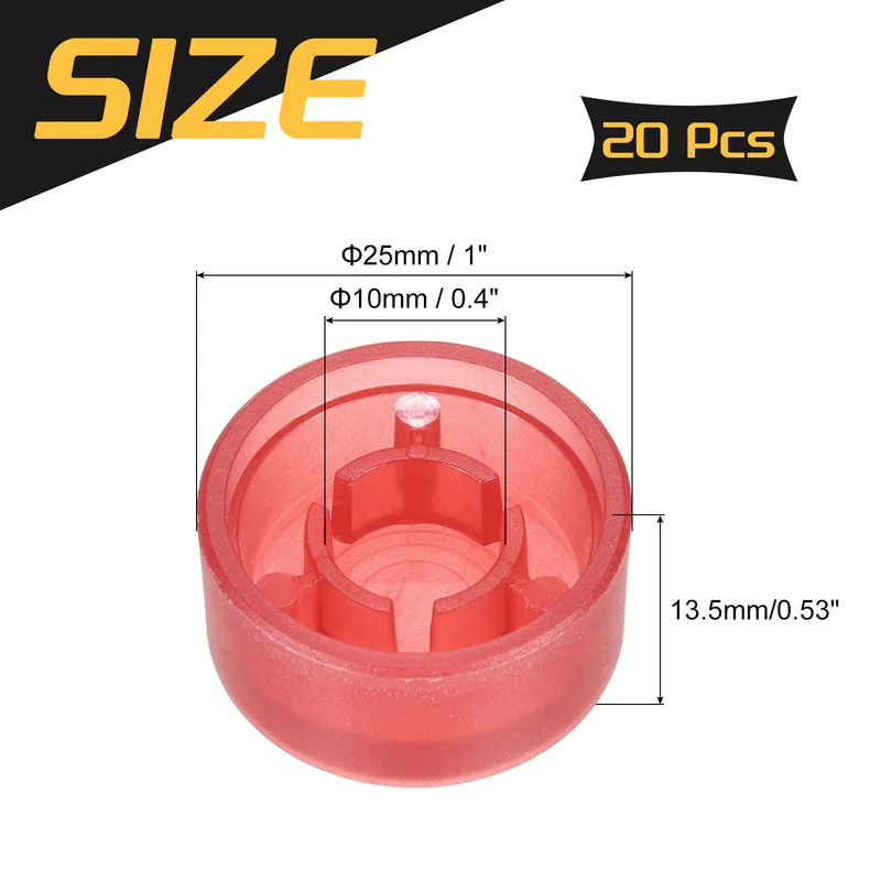20 Pcs Footswitch Toppers Guitar Pedal Button Caps, Bright Red
