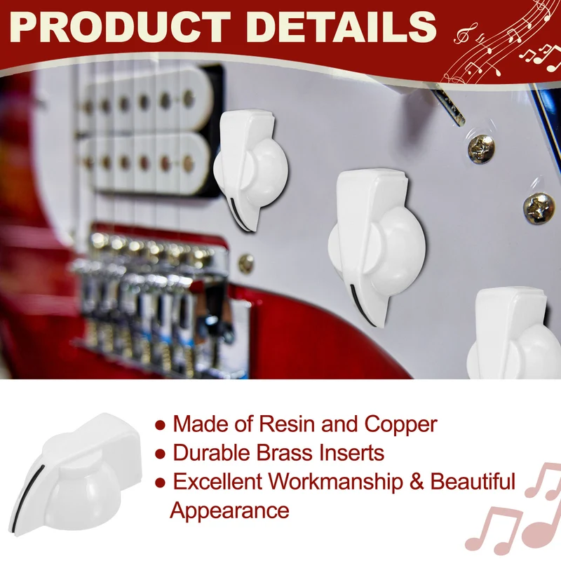 6pcs Guitar Chicken Head Knob 6.5mm White