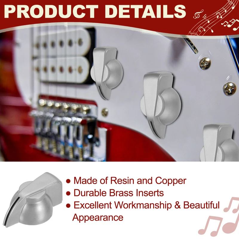 12pcs Guitar Chicken Head Knob 6.5mm Silver
