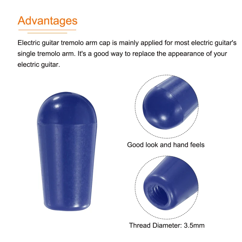 2Pcs Guitar 3 Way Pickup Switch Tip M3.5 for LP Electric Guitar, Blue