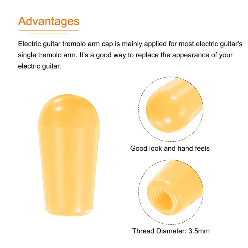 2Pcs Guitar 3 Way Pickup Switch Tip M3.5 for LP Electric Guitar, Yellow