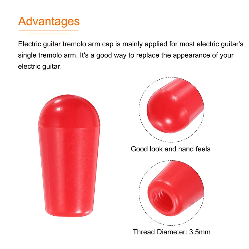 10Pcs Guitar 3 Way Pickup Switch Tip M3.5 for LP Electric Guitar, Red