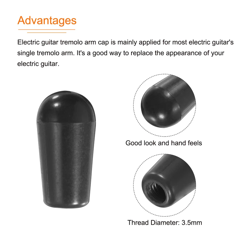 4Pcs Guitar 3 Way Pickup Switch Tip M3.5 for LP Electric Guitar, Black