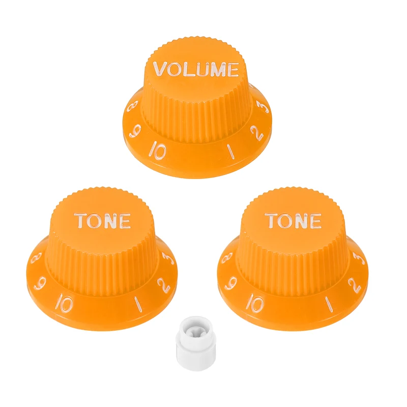 Guitar Control Knobs 1Volume 2Tone 1Switch Tip Orange with White Characters