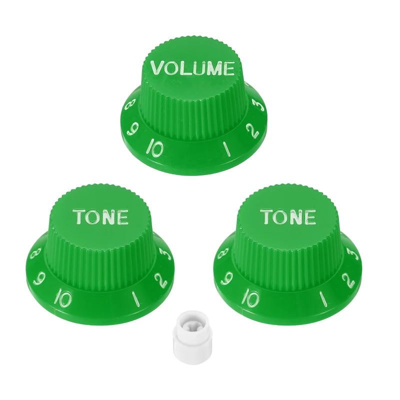 Guitar Control Knobs 1Volume 2Tone 1Switch Tip Green with White Characters