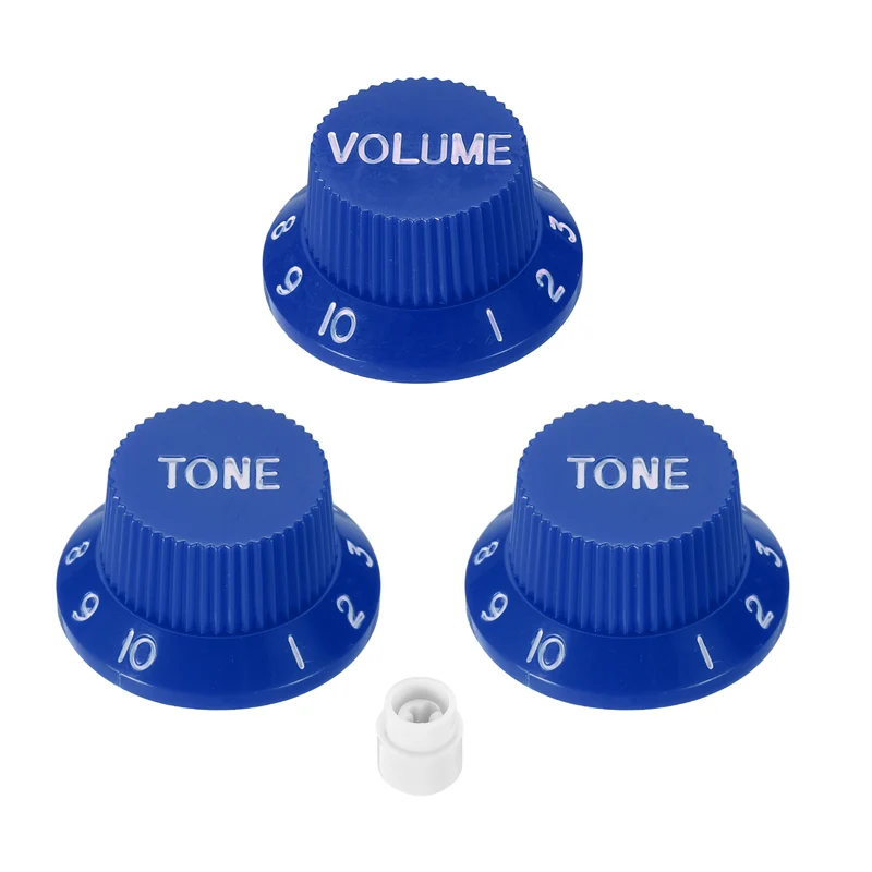 Guitar Control Knobs 1Volume 2Tone 1Switch Tip Blue with White Characters