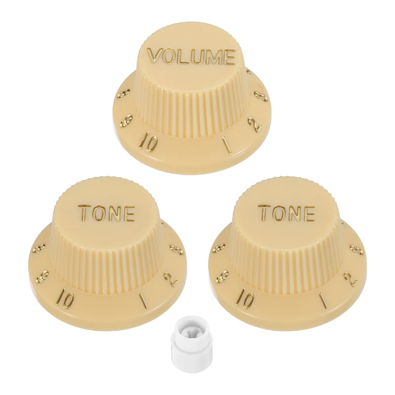 Guitar Control Knobs 1Volume 2Tone 1Switch Tip Yellow with Gold Characters
