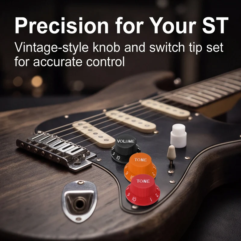 Guitar Control Knobs 1Volume 2Tone 1Switch Tip Yellow with Gold Characters