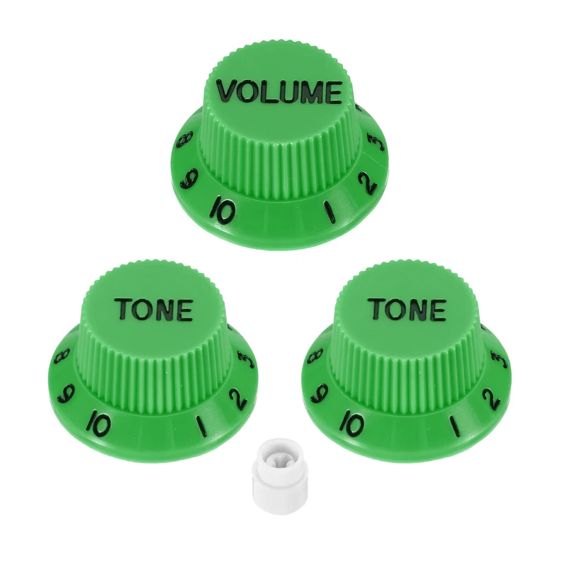 Guitar Control Knobs 1Volume 2Tone 1Switch Tip Green with Black Characters