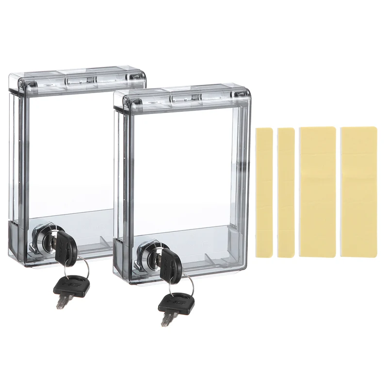 2Pcs Thermostat Lock Box with Key Central AC Thermostat Panel Cover, Clear Black