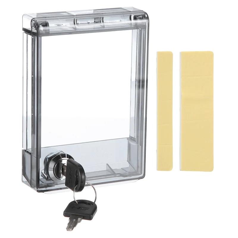 Thermostat Lock Box with Keys Central AC Thermostat Panel Cover, Clear Black