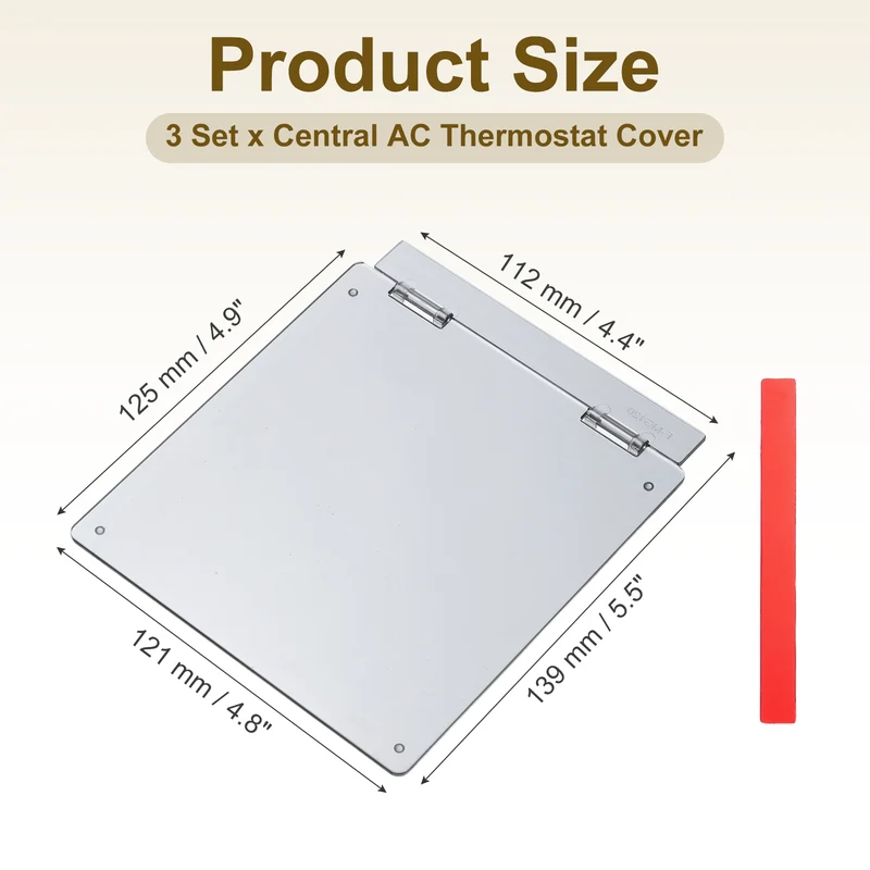 3Pcs 4-3/4" Central AC Thermostat Cover Panel Control Switch Cover, Clear Black