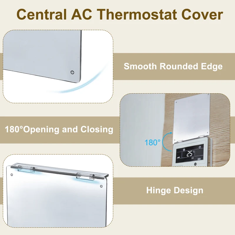 3Pcs 4-3/4" Central AC Thermostat Cover Panel Control Switch Cover, Clear Black