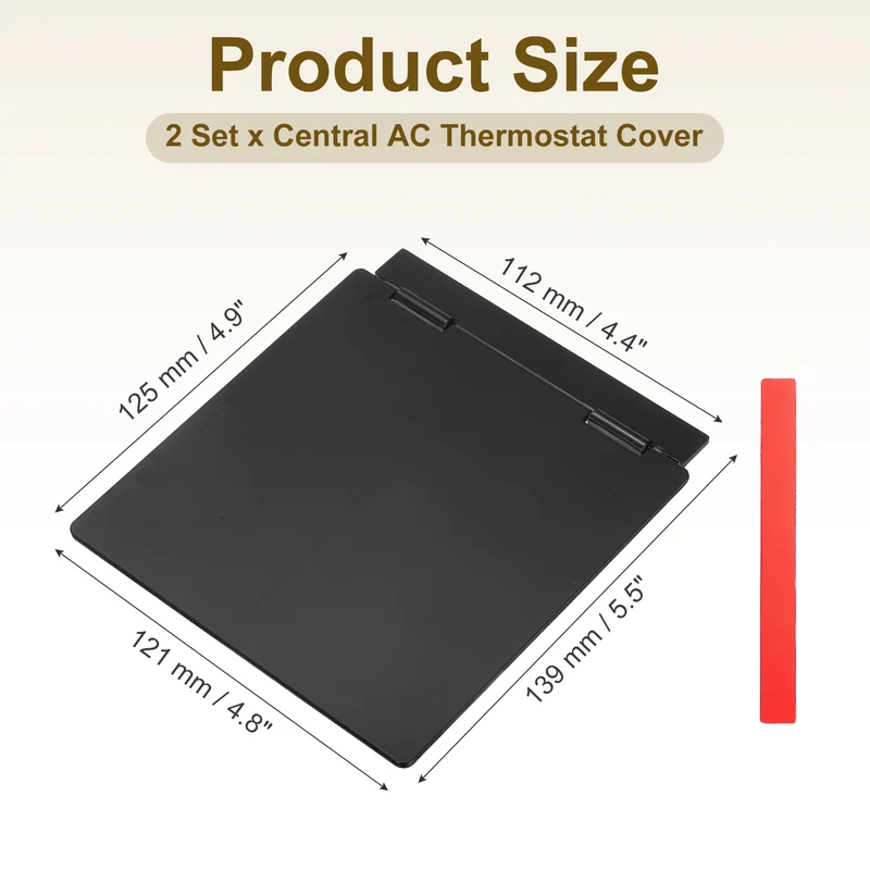 2Pcs 4-3/4" Central AC Thermostat Cover Panel AC Control Switch Protector, Black
