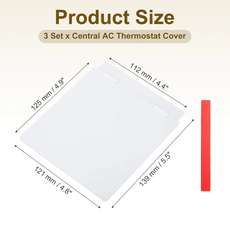 3Pcs 4-3/4" Central AC Thermostat Cover Panel AC Control Switch Protector, White