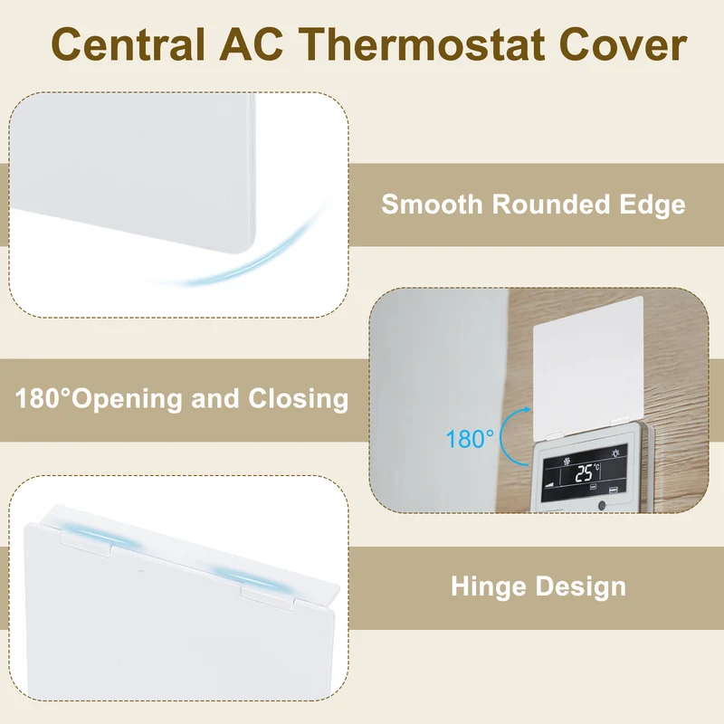 2Pcs 4-3/4" Central AC Thermostat Cover Panel AC Control Switch Protector, White