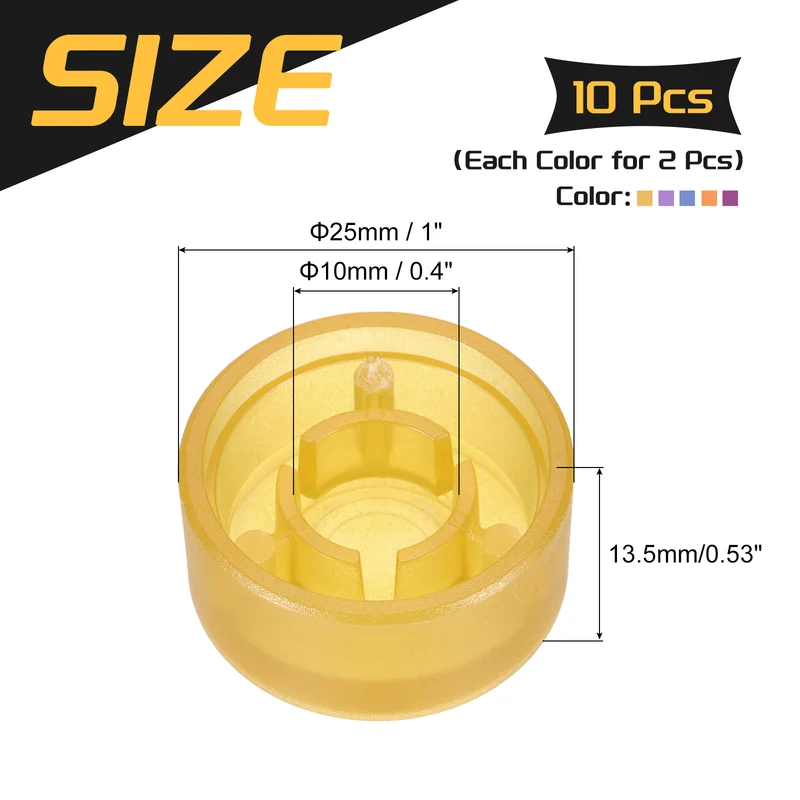 10 Pcs Footswitch Toppers Guitar Pedal Button Caps, 5 Colors