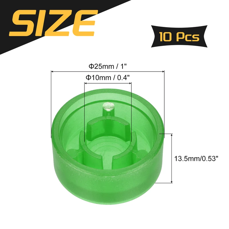 10 Pcs Footswitch Toppers Guitar Pedal Button Caps, Luminous Dark Green