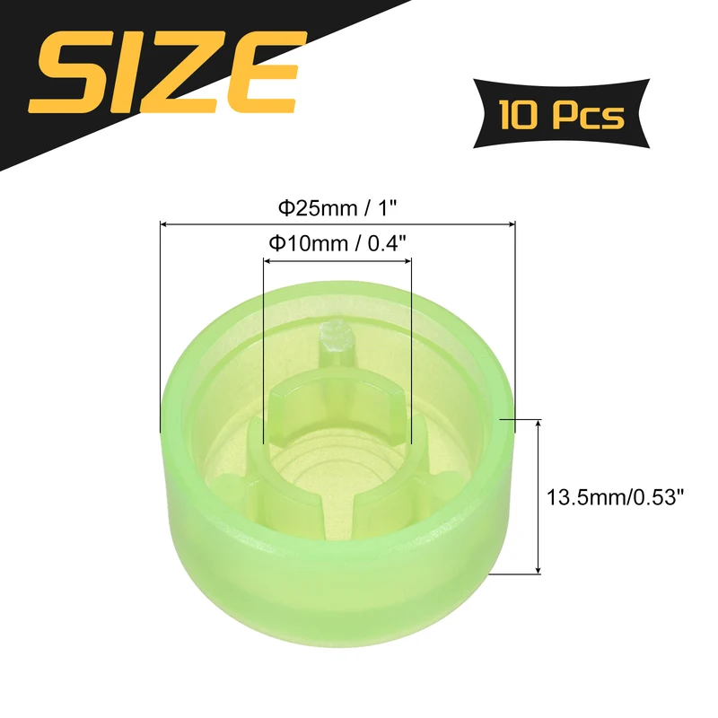 10 Pcs Footswitch Toppers Guitar Pedal Button Caps, Bright Green