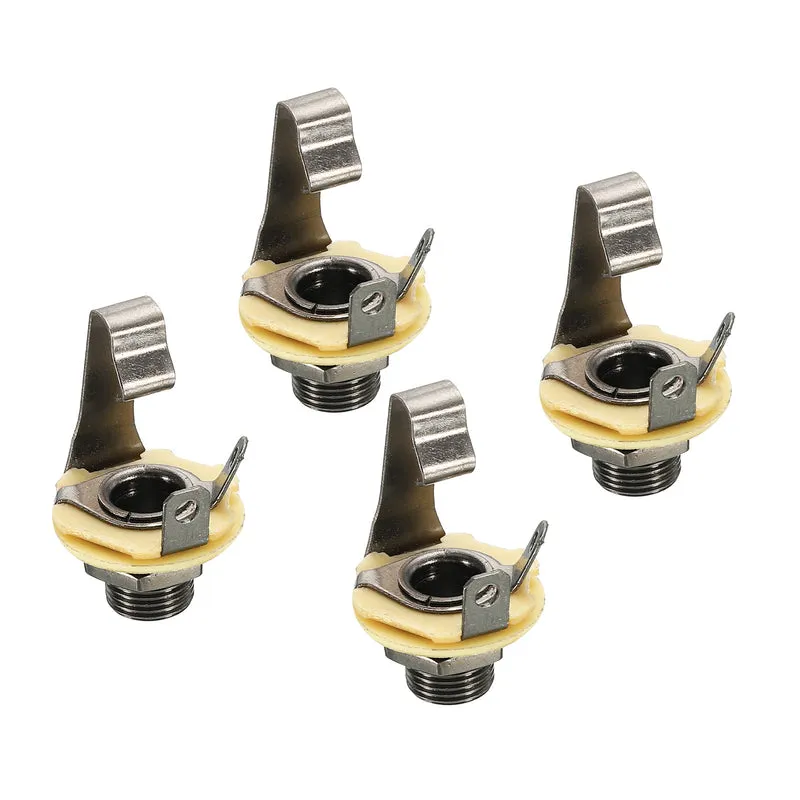 Guitar Input Jack 1/4" Stereo Jack Mono Panel Mount Socket Black for Guitar 4pcs
