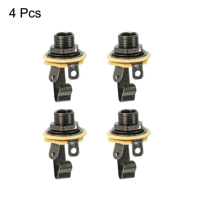 Guitar Input Jack 1/4" Stereo Jack Mono Panel Mount Socket Black for Guitar 4pcs