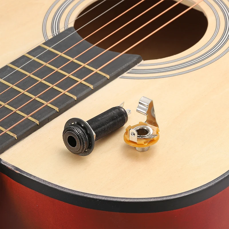 Guitar Input Jack 1/4" Stereo Jack Mono Panel Mount Socket Black for Guitar 4pcs
