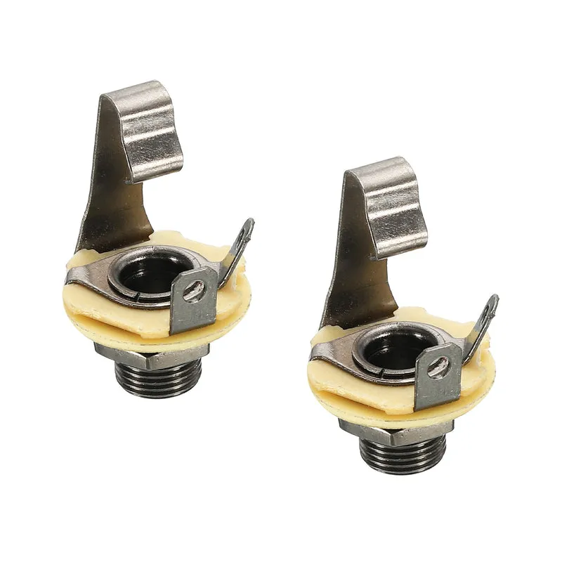 Guitar Input Jack 1/4" Stereo Jack Mono Panel Mount Socket Black for Guitar 2pcs