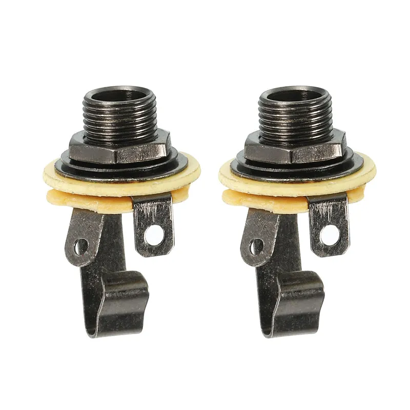 Guitar Input Jack 1/4" Stereo Jack Mono Panel Mount Socket Black for Guitar 2pcs