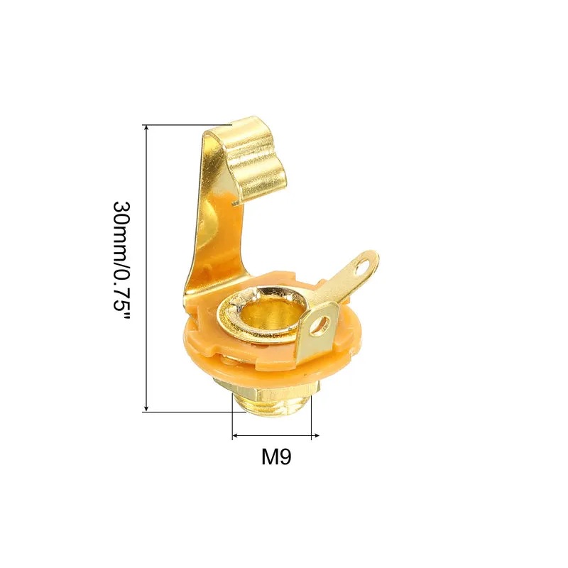 4pcs Guitar Input Jack 1/4" Jack Mono Panel Mount Socket Gold for Guitar