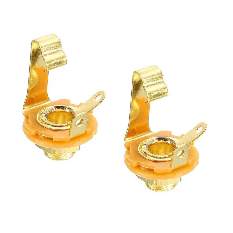 Guitar Input Jack 1/4" Stereo Jack Mono Panel Mount Socket Gold for Guitar 2pcs