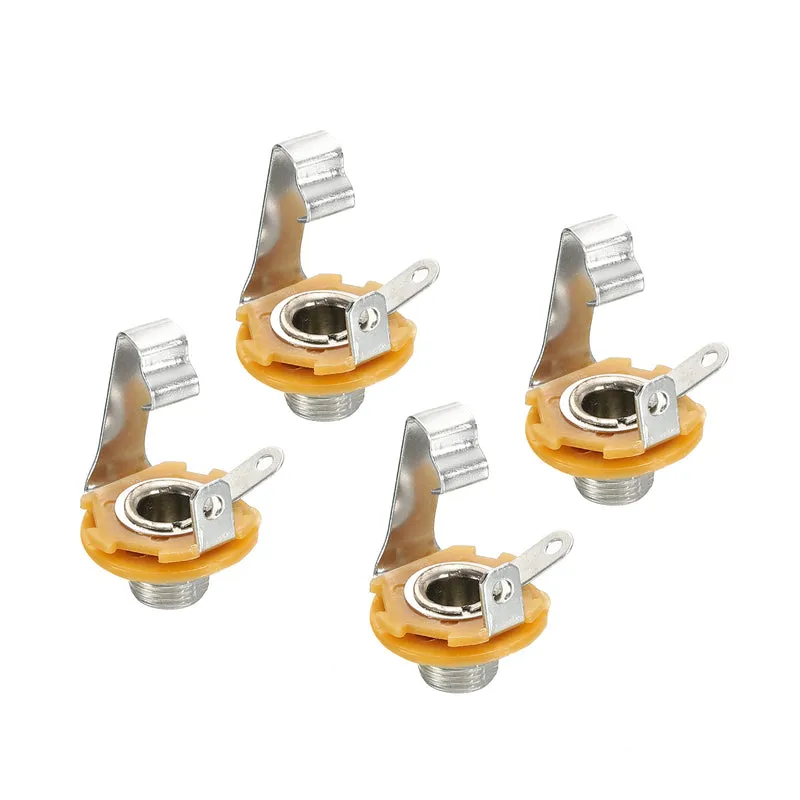 Guitar Input Jack 1/4" Stereo Mono Panel Mount Socket Silver for Guitar 4pcs