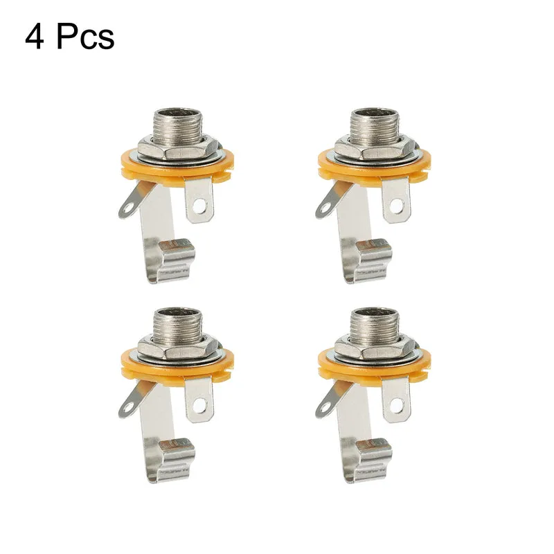 Guitar Input Jack 1/4" Stereo Mono Panel Mount Socket Silver for Guitar 4pcs