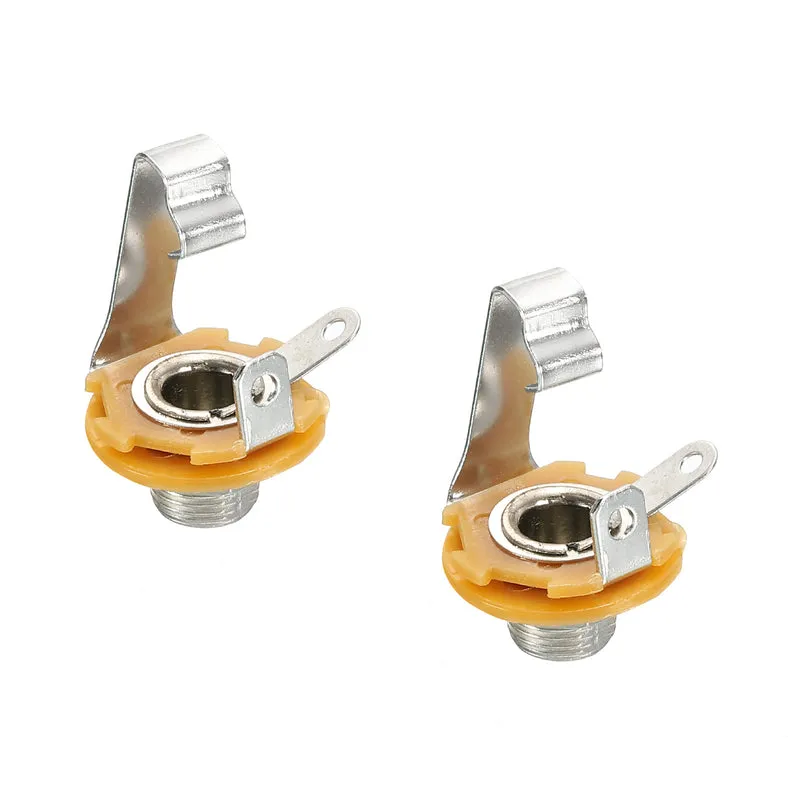 2pcs Guitar Input Jack 1/4 Inch Stereo Mono Panel Mount Socket Silver for Guitar