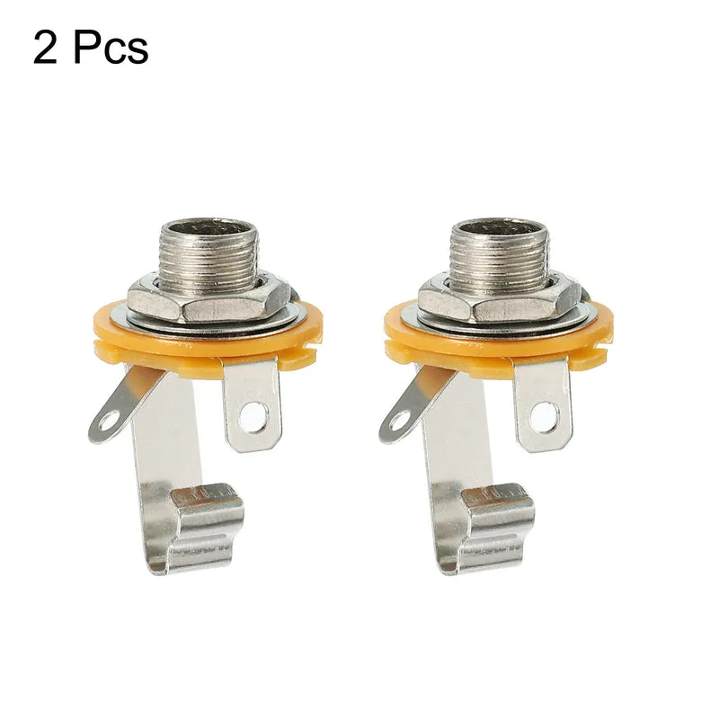 2pcs Guitar Input Jack 1/4 Inch Stereo Mono Panel Mount Socket Silver for Guitar
