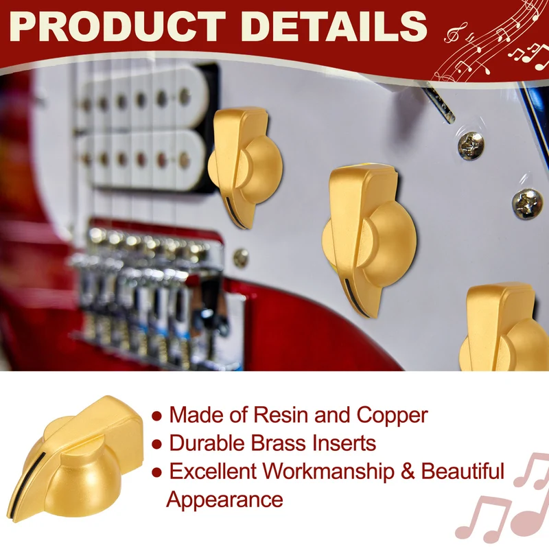 12pcs Guitar Chicken Head Knob 6.5mm Golden