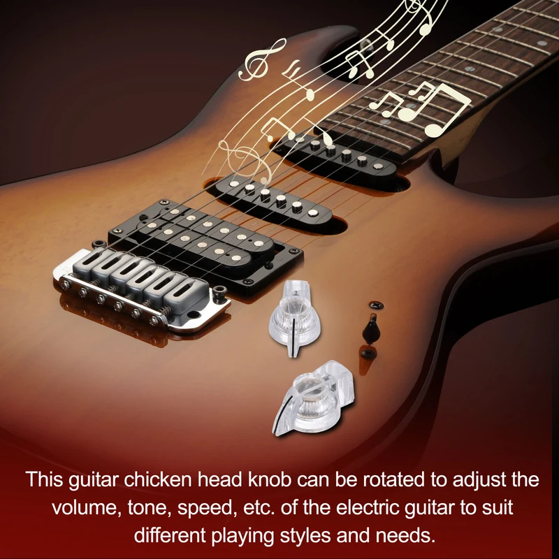 12pcs Guitar Chicken Head Knob 6.5mm Clear