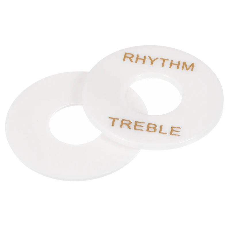Guitar Toggle Switch Plate Ring Indicator Washer White with Rhythm Treble Letter for Electric Guitar, Pack of 2