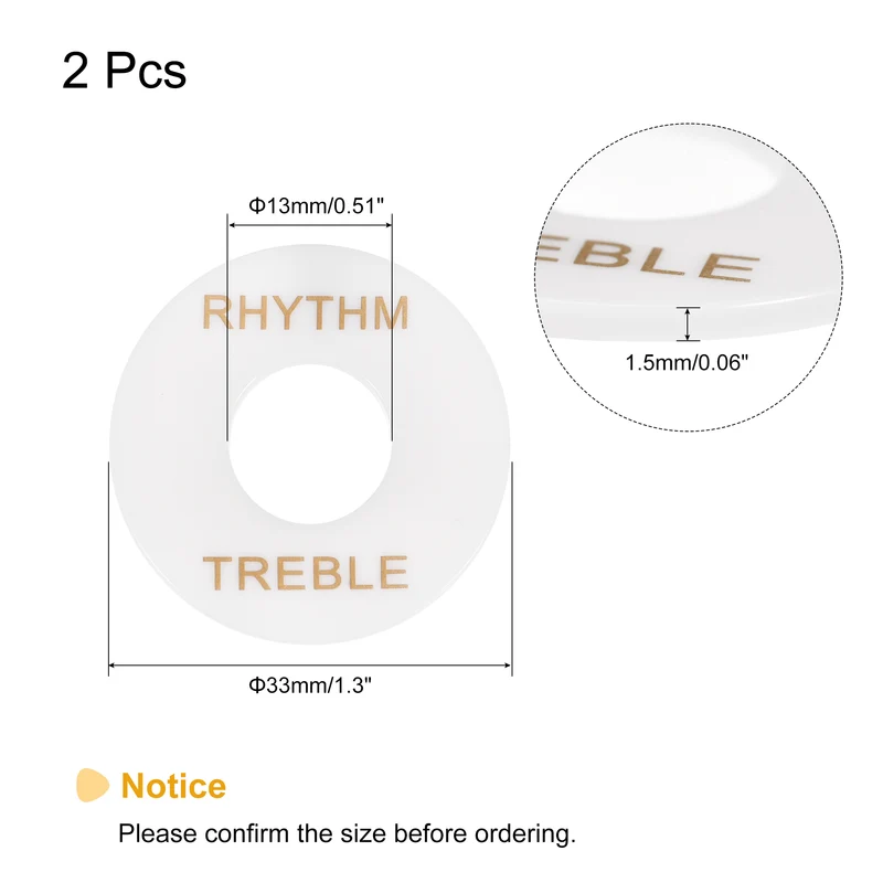 Guitar Toggle Switch Plate Ring Indicator Washer White with Rhythm Treble Letter for Electric Guitar, Pack of 2