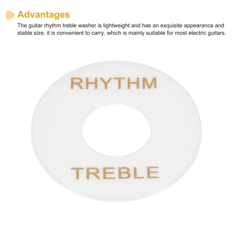 Guitar Toggle Switch Plate Ring Indicator Washer White with Rhythm Treble Letter for Electric Guitar, Pack of 2