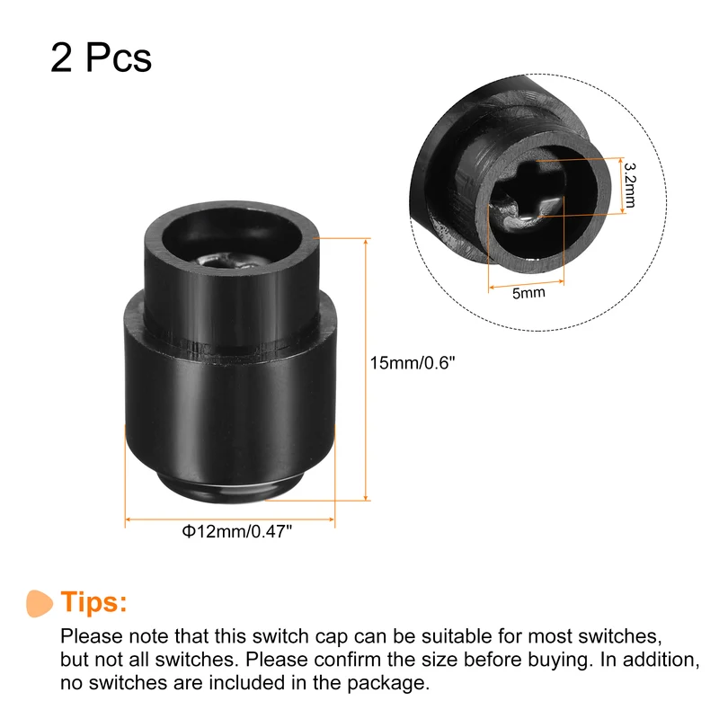 Guitar Selector Switch Tip Cap Round 3 Way Cross Knob Cover Black, Pack of 2
