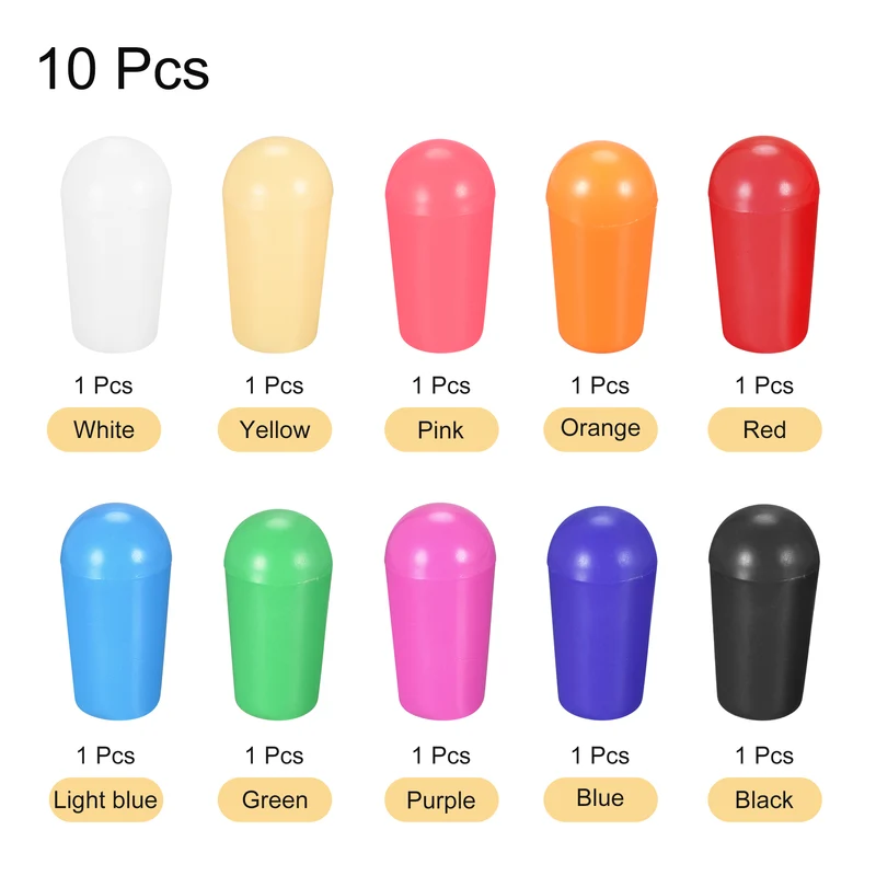 Guitar Toggle Switch Knob Cap Cover ABS 8mm Dia Multicolored for 3 Way Guitar Switch, Pack of 10