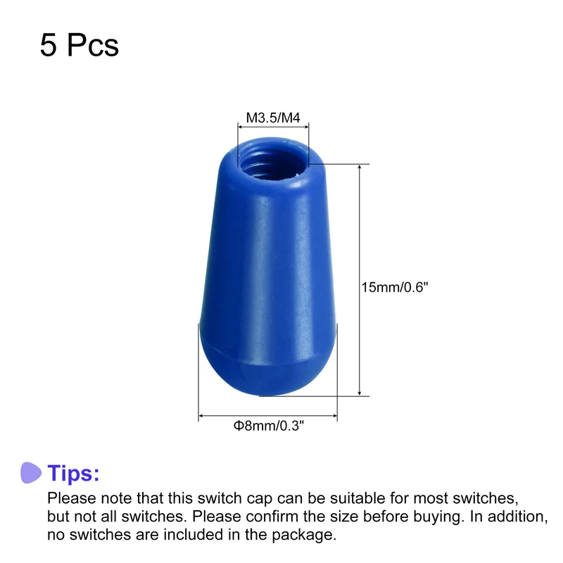 5 x Toggle Switch Knob Cap Blue Cover ABS 8mm Dia for 3 Way Guitar Switch