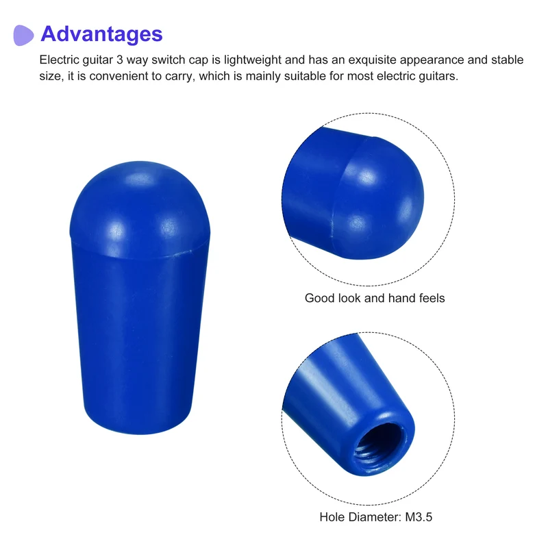 5 x Toggle Switch Knob Cap Blue Cover ABS 8mm Dia for 3 Way Guitar Switch